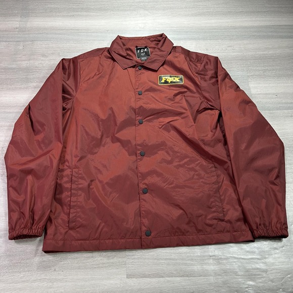Fox Other - Fox Jacket Mens Large Red Coach Snap Front Nylon Lined Windbreaker Moto